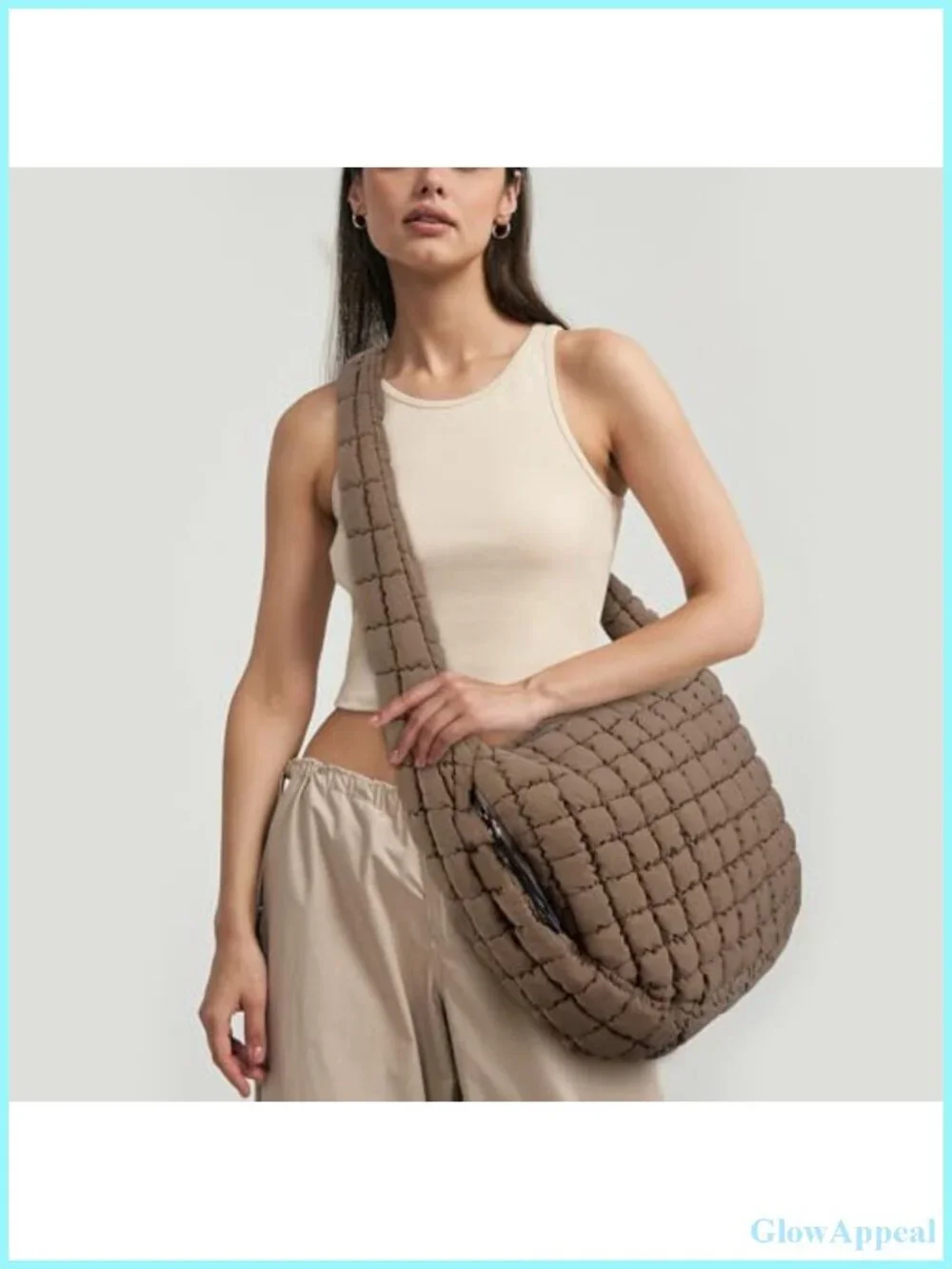 Quilted Tote Bag Large Carryall Puffer Shoulder Bag Lightweight Padding Hobo